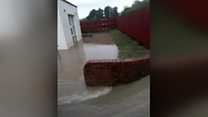 Rushing water as flooding hits hospital