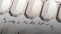Drone footage of 'tent city'