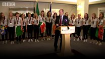 Emotional scenes at Dublin Airport as the Irish Women's Hockey team returns