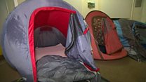 Charity puts up tents indoors for winter