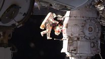 Samples cut around Soyuz hole in spacewalk