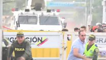 The moment Venezuelan troops crash through border