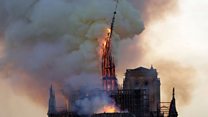 The moment Notre-Dame’s spire fell