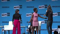 Kamala Harris interrupted by protester