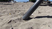 How do you vacuum plastic from a beach?