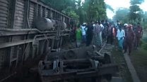 Train plunges off bridge in Bangladesh