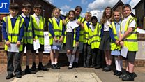 The schoolchildren confronting speeding motorists