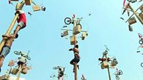 Greasy pole contest celebrates Independence Day