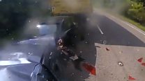 Dashcam footage shows lorry traffic smash