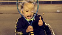 Paralysed boy, 3, defies odds to play tennis