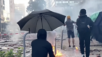 Violence as HK protesters try to leave university