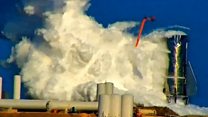 Space rocket erupts during pressure test