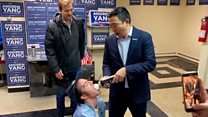 Democratic candidate squirts whipped cream