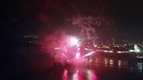 Drone captures New Year's Day pier fireworks
