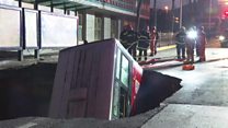 Aftermath of China bus sinkhole