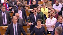 Tears, hugs and Auld Lang Syne as MEPs back Brexit