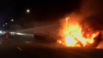 Lorryload of toilet paper on fire in Australia