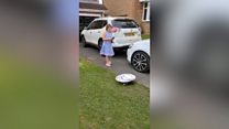 Girl, nine, delivers pizza on remote-controlled car