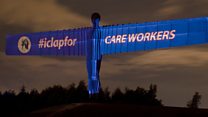 Clap for carers projected on to landmarks