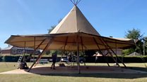 Teepee built in school field to allow social distancing