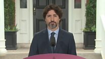 Trudeau's epic pause when asked about Trump and protests