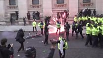 Violent end to day of peaceful protests