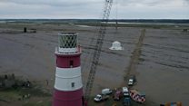Drone captures removal of historic lighthouse roof