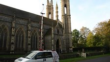 The radio car next to the church at Booton.