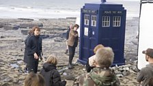 Matt Smith with the TARDIS