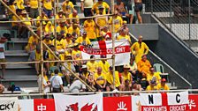 The Barmy Army endure the shame of wearing Fanatics shirts