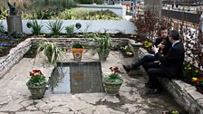 Richard Bacon with Blue Peter editor Tim Levell in the Blue Peter garden