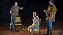 Egils Silins as The Dutchman, Anja Kampe as Senta and Stephen Milling as Daland (c) The Royal Opera / Mike Hoban