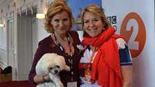 Maria McErlane, Fern Britton and Goliath (Maria's dog)