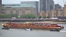 The Queen sails past Radio 2's broadcast from the Thames