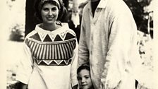 Velate Varese by Renato Guttuso's house 1963 Luigi Nono with his wife Nuria and his daughter Silvia.