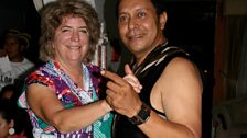 Lucy Duran dances vallenato with the World Routes Academy mentor Egidio Cuadrado