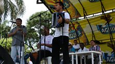 Jose Hernando performs at the Valledupar festival with his musicians