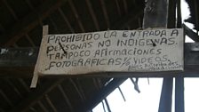 Sign at entrance to Nabusimake. 'Entrance to non-indigenous people prohibited'