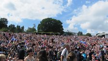 Murray supporters cheer during the Wimbledon final