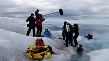 Filming at the blue lake