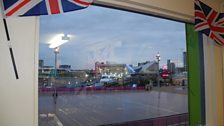 It's a rainy view from the Olympic Park...