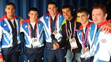 Vassos with the GB Mens' Gymnastics Bronze Medallists