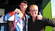 Shooting gold medallist Pete Wilson with Chris