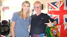 Chris with coverage queen Sharron Davies