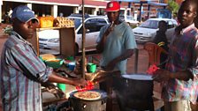 The Asian influence of Ugandan street food continues on the streets of Jinja in Uganda.