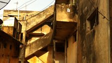 Dilapidated former homes of Ugandan Asians.