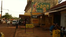 Typical street signs in Jinja.