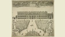 An Exact Prospect of Hampton Court, an etching by Sutton Nicholls (fl.1680-1740)