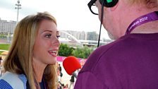 Chris talks to Laura Trott on the Champions' Balcomy