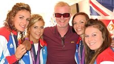 Team GB's hockey girls with Chris Evans